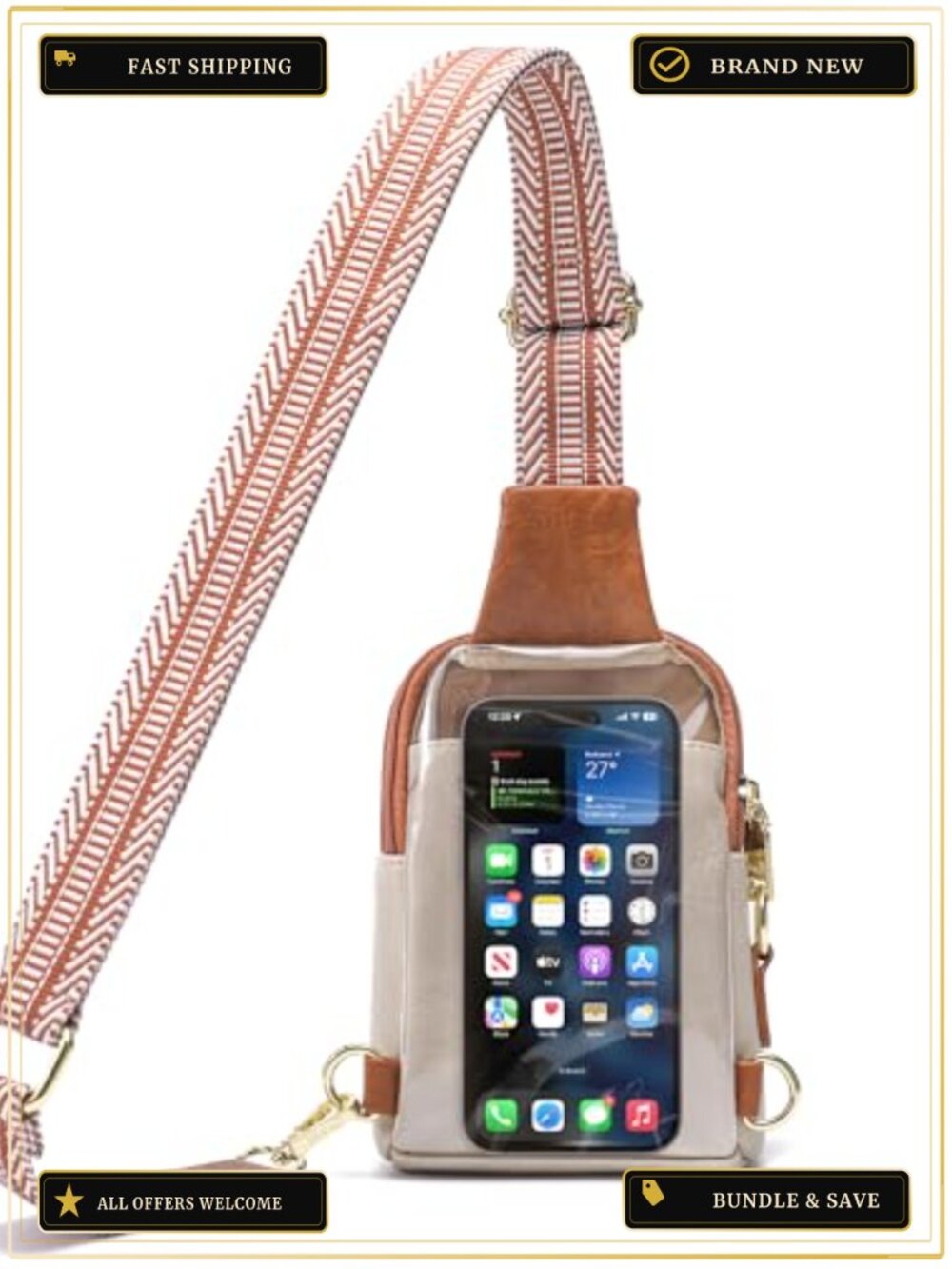 Touchscreen Crossbody Phone Purse, Small Sling Bag, RFID Blocking, Faux Leather